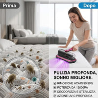 Aspirapolvere Anti-Acari UV™ – Pulizia Profonda per Materassi e Divani (Elimina 99,9% Batteri)