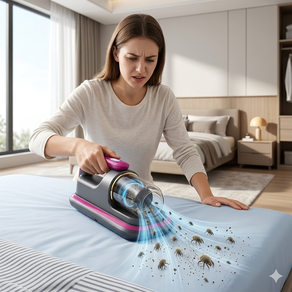 Aspirapolvere Anti-Acari UV™ – Pulizia Profonda per Materassi e Divani (Elimina 99,9% Batteri)