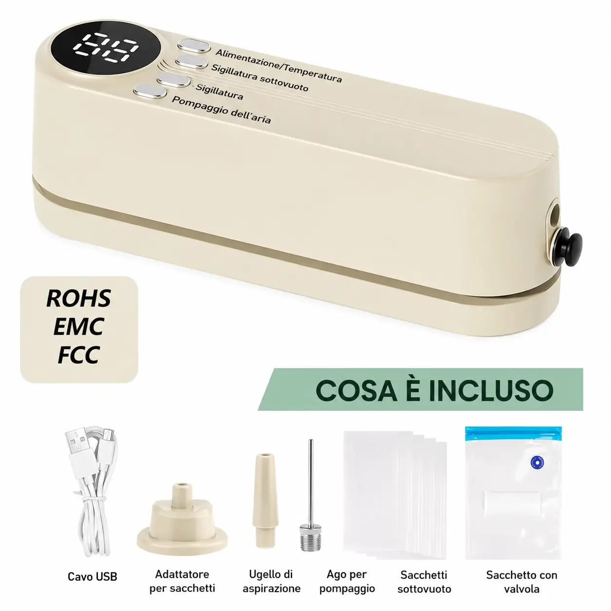 Mini Sigillatrice Sottovuoto Wireless per Conservare il Cibo Fresco