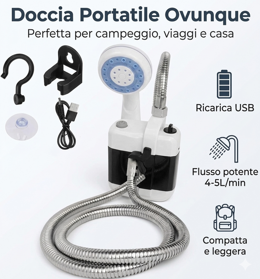 Doccia Portatile Ricaricabile per Campeggio e Viaggi