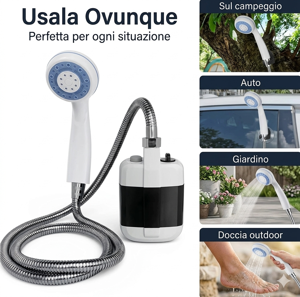 Doccia Portatile Ricaricabile per Campeggio e Viaggi
