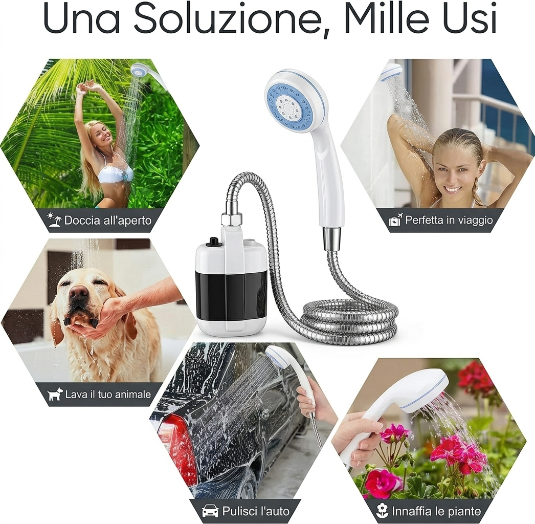 Doccia Portatile Ricaricabile per Campeggio e Viaggi